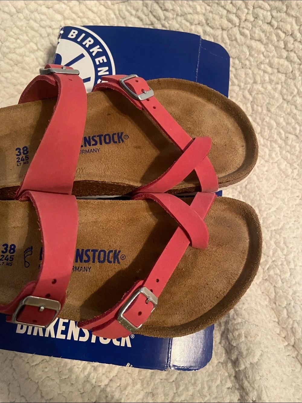 Birkenstock women’s Red uDouble-Strap Toe-Loop Sandals